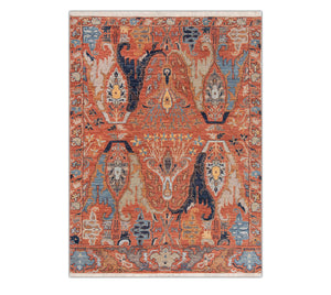 Rust Tribal Flame Motif 6x9 Persian Bidjar Hand-Knotted Wool Rug