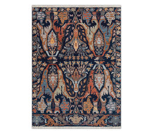 Navy Rust 5x8 Cloudband Persian Bidraj Wool Area Rug