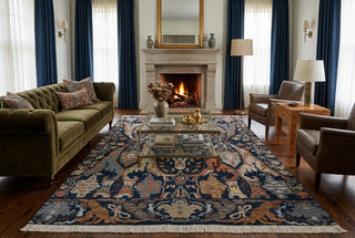 Navy Rust 5x8 Cloudband Persian Bidraj Wool Area Rug
