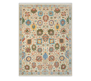 Marigold 8x10 Ivory Turkish Oushak Floral Wool Rug