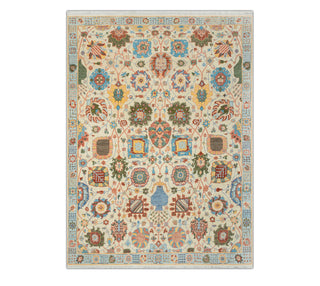 Marigold 8x10 Ivory Turkish Oushak Floral Wool Rug