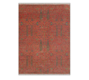 Valeria -Coral Red Persian Garden 6x9 Wool Area Rug