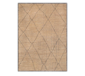 Warm Camel & Charcoal Minimalist Moroccan Wool Area Rug