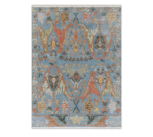 Caucasian Tribal Flame High KPSI Blue Persian Bidraj Wool Rug