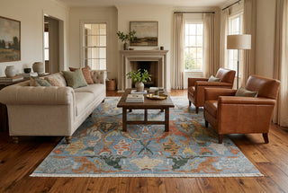 Caucasian Tribal Flame High KPSI Blue Persian Bidraj Wool Rug