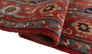 Rust Red & Navy Heriz Medallion Wool Rug