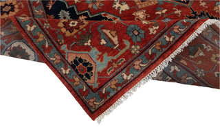 Rust Red & Navy Heriz Medallion Wool Rug