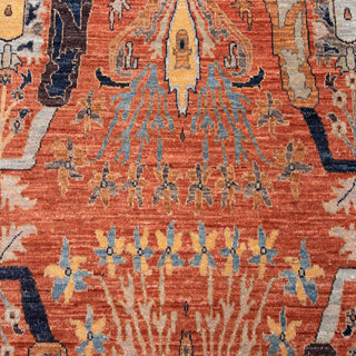 Rust Tribal Flame Motif 6x9 Persian Bidjar Hand-Knotted Wool Rug
