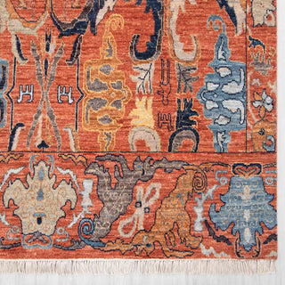 Rust Tribal Flame Motif 6x9 Persian Bidjar Hand-Knotted Wool Rug