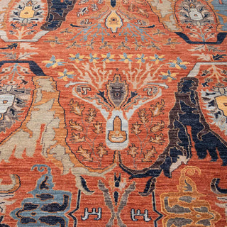 Rust Tribal Flame Motif 6x9 Persian Bidjar Hand-Knotted Wool Rug
