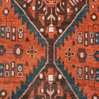 Raymond 9x12 Rust Tribal Medallion Hand-Knotted Wool Rug