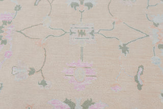 Turkish Style Muted Light Pink Oushak Hand Knotted Spun Wool Rug