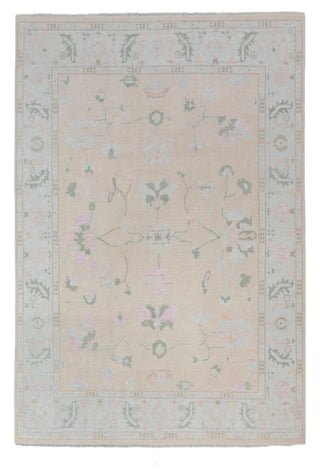 Turkish Style Muted Light Pink Oushak Hand Knotted Spun Wool Rug