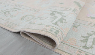 Turkish Style Muted Light Pink Oushak Hand Knotted Spun Wool Rug