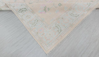Turkish Style Muted Light Pink Oushak Hand Knotted Spun Wool Rug