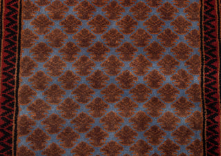 2.6x10 Runner Rug Blue Red Baluch Hand knotted soft thick Wool Hallway Rug