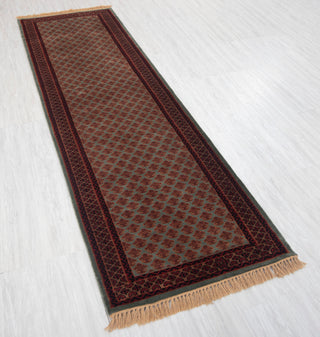 Herati 2.6x8 Greenish Gray Persian Senneh Silky Feel Runner Rug