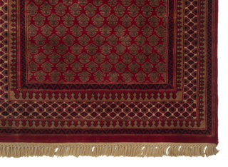 Deep Crimson & Bronze Turkmen Geometric Hand-Knotted Wool Area Rug