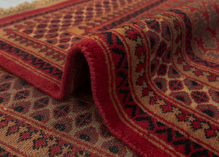 Deep Crimson & Bronze Turkmen Geometric Hand-Knotted Wool Area Rug