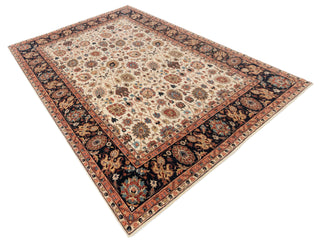 Ivory & Navy Mahal Floral Hand-Knotted Wool Rug