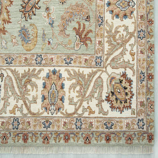 9x12 Soft Green  Floral Palmette Hand-Knotted Wool Area Rug