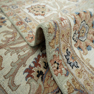 9x12 Soft Green  Floral Palmette Hand-Knotted Wool Area Rug