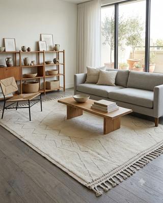 Zahara Ivory Moroccan Beni Ourain Rug