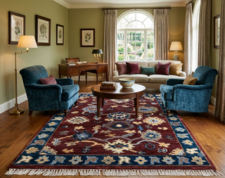 Maroon 8x10 Langford Antique Floral Oushak Woollen Rug