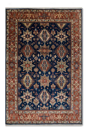 9x12 Blue Rust Antique Persian Karaje High Knotted Rug