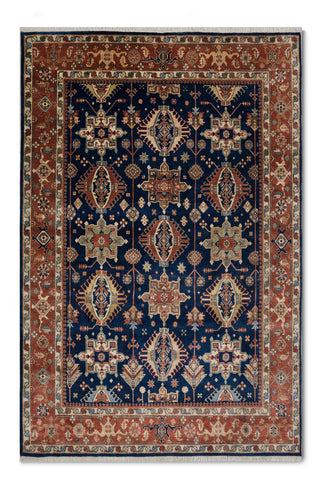 9x12 Blue Rust Antique Persian Karaje High Knotted Rug