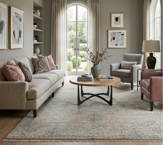 Stark Green Gray Hand Knotted Turkish Wool Rug