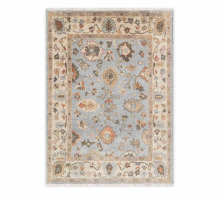 Herbert 8x10 Blue Distressed Vintage Look Oushak Wool Rug