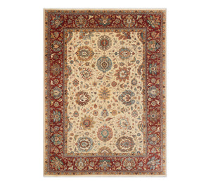 Aurelius 9x12  Floral Ivory Persian Wool Rug