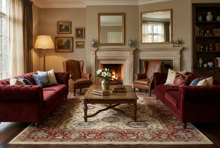 Aurelius 9x12  Floral Ivory Persian Wool Rug