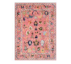 Pink Maiko 9x12 Pink Turkish Oushak Handmade Soft Wool Rug