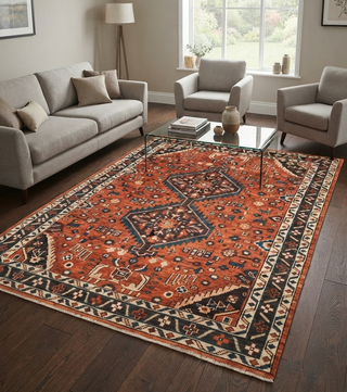 Raymond 9x12 Rust Tribal Medallion Hand-Knotted Wool Rug