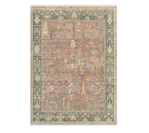 Meadow 8x10 Pink Gay Hand knotted Tree of Life Oushak Wool Rug