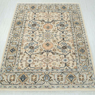 Elysian 8x10 Ivory Silver Inspired Oushak Hand Knotted Turkish Rug For Living Room