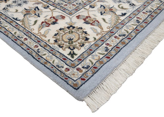 Plush Silky Persian Indo Nain Blue Wool Rug