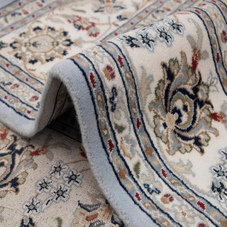 Plush Silky Persian Indo Nain Blue Wool Rug