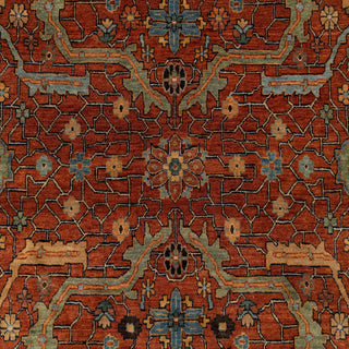 Warm Terracotta & Midnight Navy Persian Hand-Knotted Wool Area Rug