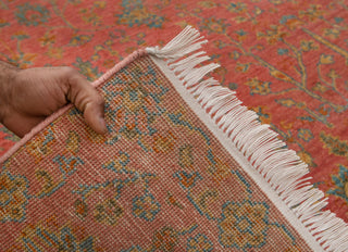 Valeria -Coral Red Persian Garden 6x9 Wool Area Rug