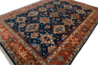 9x12 Blue Rust Antique Persian Karaje High Knotted Rug