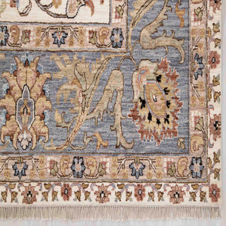 Persian Sultanabad Style Ivory & Slate Blue Hand-Knotted Wool Area Rug