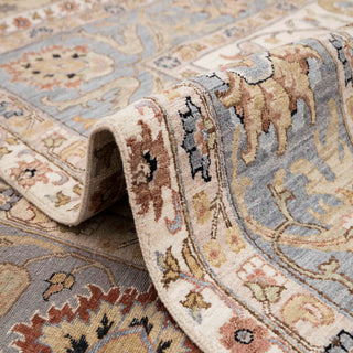 Persian Sultanabad Style Ivory & Slate Blue Hand-Knotted Wool Area Rug