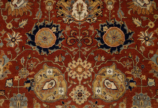 Rust Red & Midnight Navy Persian Floral Sultanabad Hand-Knotted Wool Area Rug