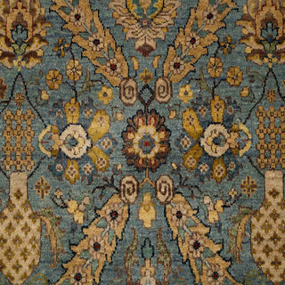 Slate Blue & Ochre Gold Persian Lattice Sultanabad Hand-Knotted Wool Area Rug
