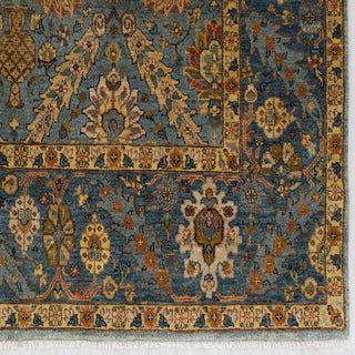 Slate Blue & Ochre Gold Persian Lattice Sultanabad Hand-Knotted Wool Area Rug