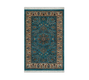 Antique Teal Persian-Style Hand-Knotted Wool Area Rug