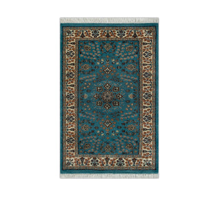Antique Teal Persian-Style Hand-Knotted Wool Area Rug